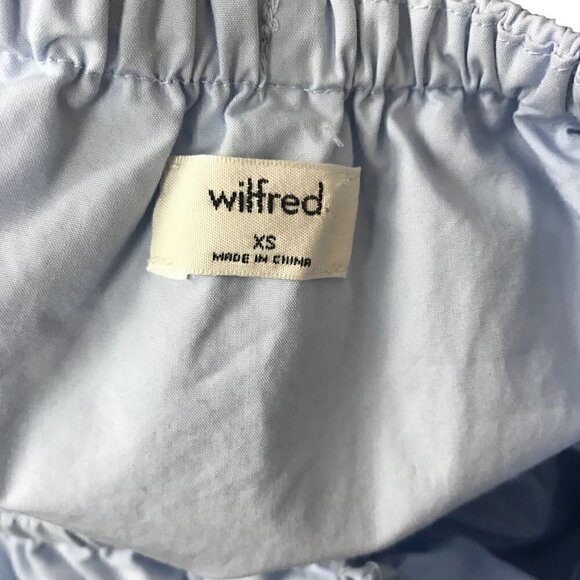 𝅺 Wilfred Hollande Blouse Light Blue Off Shoulder Ruffle Women's Blouse size XS - Picture 7 of 8